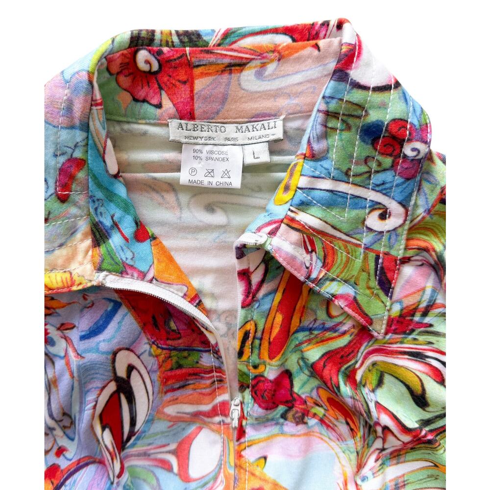 Alberto Makali Vintage Y2K Zip Jacket Artsy Colorful Graphic Print - Picture 3 of 5